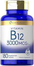 Carlyle Vitamina B12 3000 mcg | 180 Tabletas | Suplemento Vegetariano | Sin OGM y Libre de Gluten - imagen 1