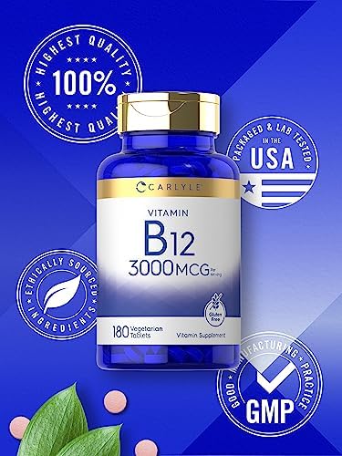 Carlyle Vitamina B12 3000 mcg | 180 Tabletas | Suplemento Vegetariano | Sin OGM y Libre de Gluten - imagen 5