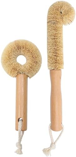 Juego de 2 Cepillos de Coco para Botellas, Cepillo de Madera Eco-Amigable para Limpiar Sartenes y Utensilios de Cocina, Set de Fibras Naturales - imagen 1