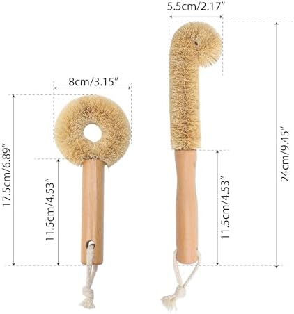 Juego de 2 Cepillos de Coco para Botellas, Cepillo de Madera Eco-Amigable para Limpiar Sartenes y Utensilios de Cocina, Set de Fibras Naturales - imagen 2