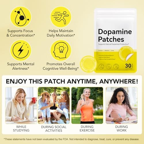 Parche ZIXBMHYJ de Dopamina Extra Fuerte, Apoyo para el Ánimo y la Positividad, Fórmula a Base de Plantas, Parche Vegano para Hombres y Mujeres, - imagen 6