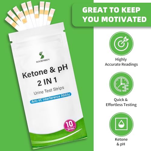 Tiras de Prueba 2 en 1 para Cetonas y pH, 100 piezas, Test de Orina para Dietas Cetogénicas y Bajas en Carbohidratos con Vaso de Orina - imagen 3