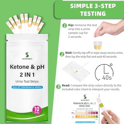 Tiras de Prueba 2 en 1 para Cetonas y pH, 100 piezas, Test de Orina para Dietas Cetogénicas y Bajas en Carbohidratos con Vaso de Orina - imagen 4