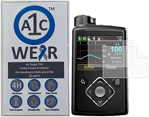 Protector de Pantalla TPU 4H A1C WEAR para Bombas de Insulina Medtronic 770G 780G 670G 640G 630G 620G - Resistente a Rayones y Huellas - Paquete de 2 - imagen 1