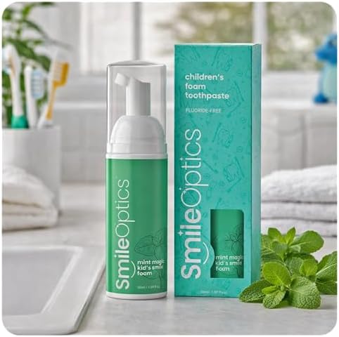 Smile Optics Pasta de Dientes Espumosa Mint Magic para Niños - Pasta Dental Blanqueadora Sin Flúor - Fórmula Suave para Sonrisas Más Brillantes - imagen 5