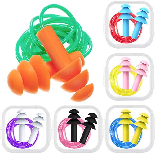 Bememo 6 Pares de Tapones para Oídos de Silicona Reutilizables con Cordón y Estuche, Impermeables, Reducción de Ruido para Tiro, Sueño, Natación y - imagen 1