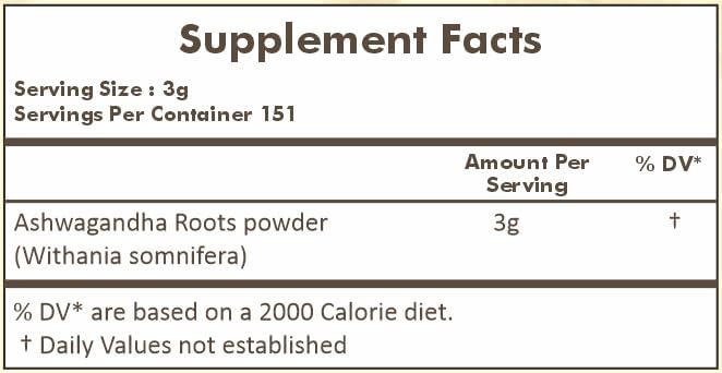 Polvo de Ashwagandha HERBAL HILLS Withania Somnifera Suplemento Herbal 1 Libra Paquete de 1 - imagen 3