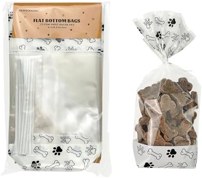 Bolsas de Celofán Transparentes con Huellas para Perros EKAPACKAGING, 25 Piezas 4.3x8.3 Pulgadas, con Cierres de Torcido, Perfectas para Fiestas y - imagen 1