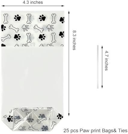 Bolsas de Celofán Transparentes con Huellas para Perros EKAPACKAGING, 25 Piezas 4.3x8.3 Pulgadas, con Cierres de Torcido, Perfectas para Fiestas y - imagen 2