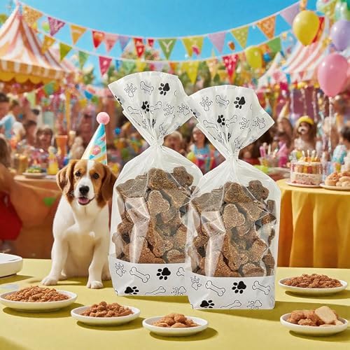 Bolsas de Celofán Transparentes con Huellas para Perros EKAPACKAGING, 25 Piezas 4.3x8.3 Pulgadas, con Cierres de Torcido, Perfectas para Fiestas y - imagen 4