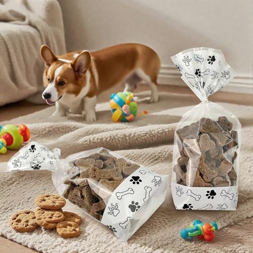 Bolsas de Celofán Transparentes con Huellas para Perros EKAPACKAGING, 25 Piezas 4.3x8.3 Pulgadas, con Cierres de Torcido, Perfectas para Fiestas y - imagen 6