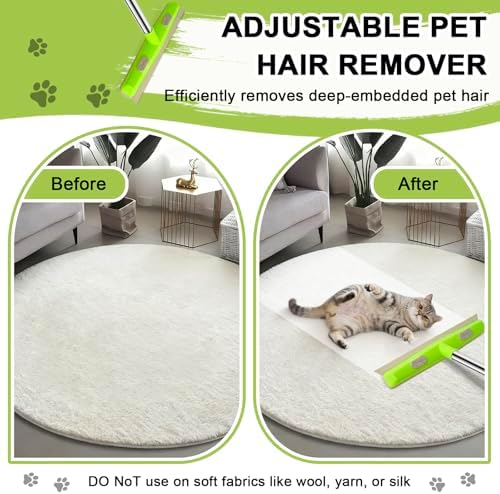 Escoba de Goma para Remover Pelo de Mascota, Rastrillo para Alfombra con Limpiaparabrisas, Mango Largo de 52 pulgadas, Doble Cara para Alfombra, Piso - imagen 4
