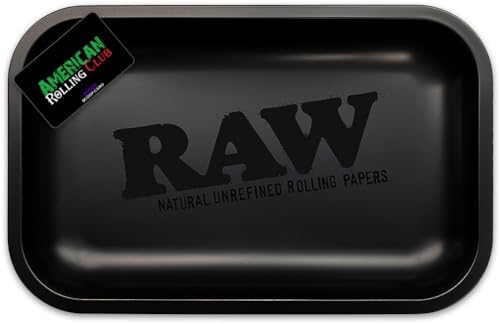 Bandeja para enrollar cigarrillos RAW Matte Black Murder'd 11x7x1” con tarjeta ARC Scoop - imagen 1