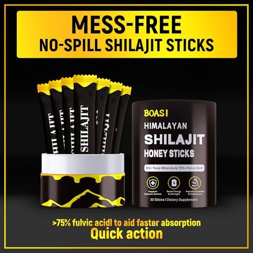 Palitos de Miel de Shilajit con Azafrán Orgánico, 85+ Minerales Traza, 75%+ Ácido Fúlvico, Mejora Funciones Cognitivas, Aumenta Energía y Fuerza, 30 - imagen 2