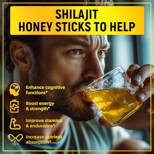 Palitos de Miel de Shilajit con Azafrán Orgánico, 85+ Minerales Traza, 75%+ Ácido Fúlvico, Mejora Funciones Cognitivas, Aumenta Energía y Fuerza, 30 - imagen 3