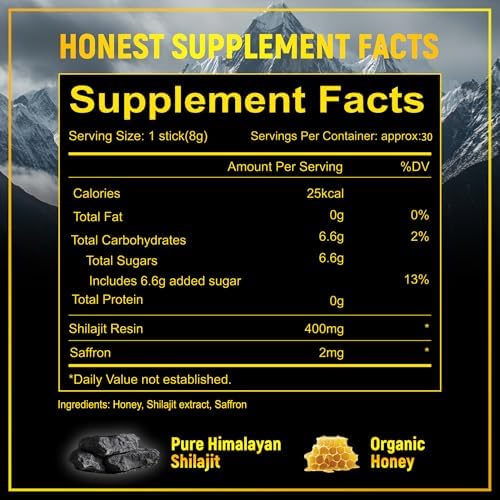 Palitos de Miel de Shilajit con Azafrán Orgánico, 85+ Minerales Traza, 75%+ Ácido Fúlvico, Mejora Funciones Cognitivas, Aumenta Energía y Fuerza, 30 - imagen 6