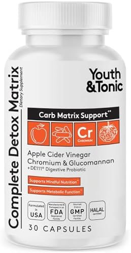 Píldoras Detox Balanceadas Youth & Tonic para Limpieza Intestinal Completa y Soporte de Carbohidratos con ACV, Glucomanano y Cromo, Suplemento para - imagen 1