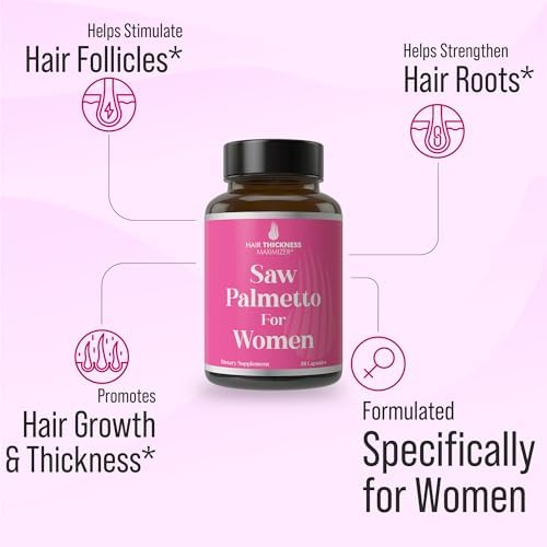 Suplemento para el Crecimiento del Cabello de Mujeres con Saw Palmetto, Biotina, Zinc, Cobre y Vitamina D - Vitaminas Veganas y No GMO - imagen 2