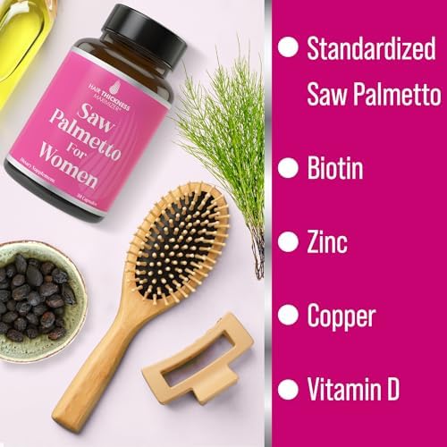 Suplemento para el Crecimiento del Cabello de Mujeres con Saw Palmetto, Biotina, Zinc, Cobre y Vitamina D - Vitaminas Veganas y No GMO - imagen 3