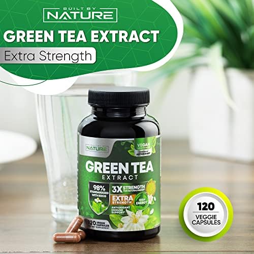 Extracto de Té Verde Built by Nature 1000mg – Suplemento de Alta Potencia con 98% Polifenoles, 75% Catequinas y 45% EGCG – Energía Natural – No GMO – - imagen 3