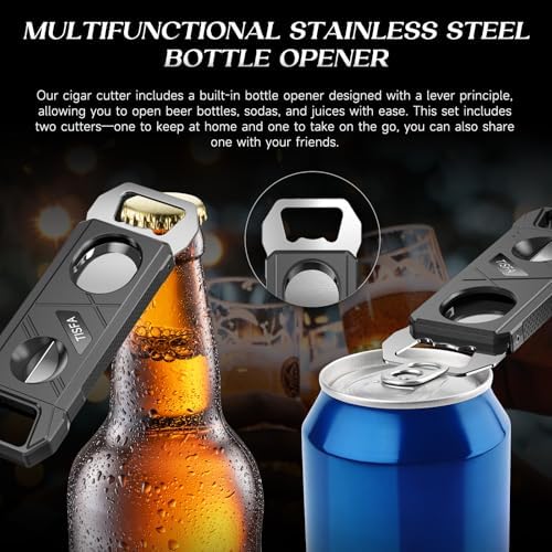 Cortador de Cigarros TISFA Guillotina 3 en 1, Set de 2 Cortadores de Cigarros Portátiles y Multifuncionales, Regalo Ideal para Hombres - imagen 6