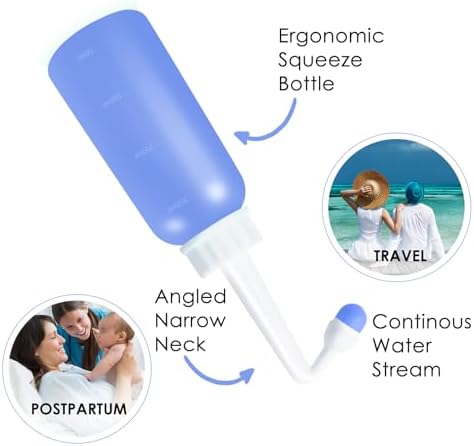 Botella Peri Postparto RUFCRIL 350ml, Bidet Portátil Invertido con Bolsa, TPE Hervible y Doble Anillo a Prueba de Fugas, para Recuperación Perineal y - imagen 6