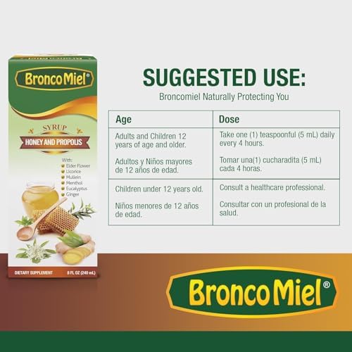 Jarabe de Propóleos y Flor de Saúco BroncoMiel para Adultos, 8 oz - Fórmula de Apoyo Inmunológico Diario con Saúco, Regaliz, Malva, Jengibre, Mentol - imagen 7
