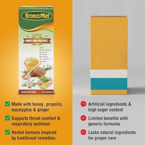Jarabe de Propóleos y Flor de Saúco BroncoMiel para Adultos, 8 oz - Fórmula de Apoyo Inmunológico Diario con Saúco, Regaliz, Malva, Jengibre, Mentol - imagen 8