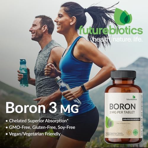 Futurebiotics Boron 3mg, Vegetariano, No GMO, Quelado para Mejor Absorción, 250 Tabletas - imagen 3