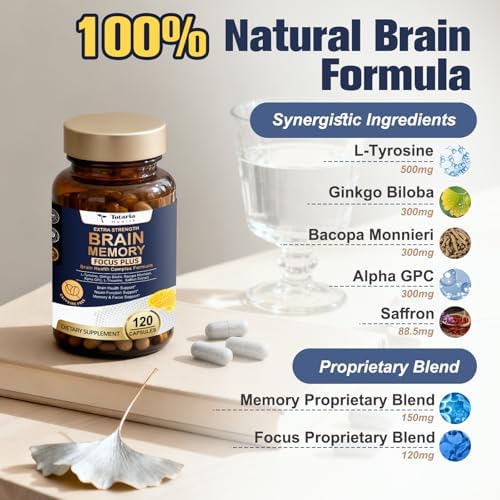 Suplementos Totara para la Memoria y Concentración丨Energía Sin Cafeína con L-Tirosina, Alpha GPC, Ginkgo Biloba, Bacopa Monnieri, Azafrán – Sin - imagen 2