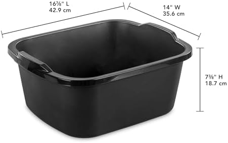 Bandeja de plástico de 18 Qt, tina multiusos para cocina y fregadero, color negro - imagen 2