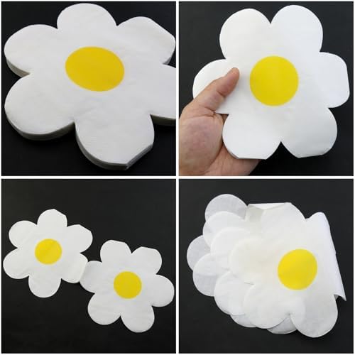 Servilletas de Papel Bohemias LUORNG de 60 Hojas con Diseño de Margaritas, Desechables para Fiestas de Cumpleaños, Bodas y Baby Shower, Decoración en - imagen 4