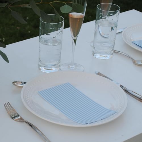 Servilletas de Papel Desechables Stxy en Azul y Blanco – Toallas de Papel con Tinta Comestible y Sin Manchas – Servilletas a Rayas para Baby Shower, - imagen 5