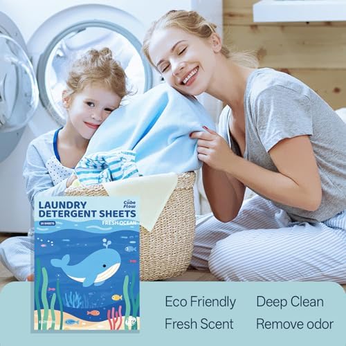 Hojas de Detergente para Ropa, Aroma a Océano Fresco - 40 Lavados | Hojas Ecológicas y Sin Plástico | Pre-Dosificadas, Sin Líquido para Limpieza - imagen 2