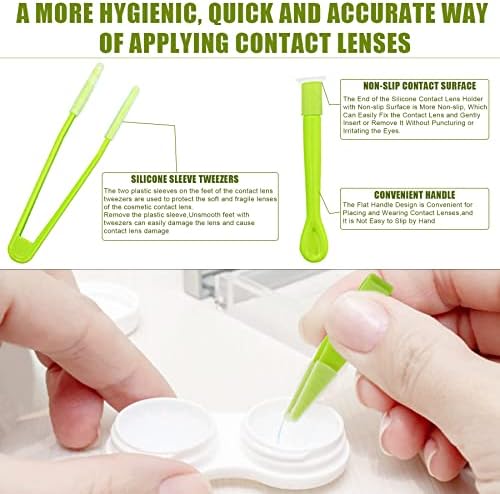 Juego de 10 herramientas para insertar y remover lentes de contacto JUNEBRUSHS, pinzas portátiles con punta suave, para lentes blandos y duros - imagen 3