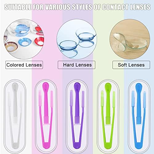 Juego de 10 herramientas para insertar y remover lentes de contacto JUNEBRUSHS, pinzas portátiles con punta suave, para lentes blandos y duros - imagen 4