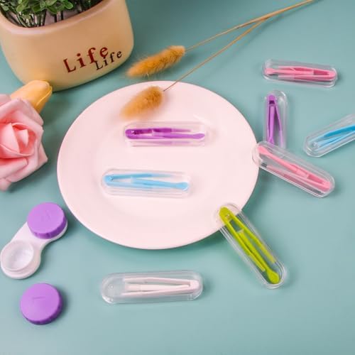 Juego de 10 herramientas para insertar y remover lentes de contacto JUNEBRUSHS, pinzas portátiles con punta suave, para lentes blandos y duros - imagen 7
