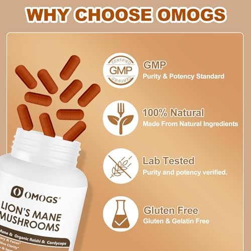 Suplemento en Cápsulas OMOGS Complejo de Hongos 10:1, Melena de León con Cordyceps y Reishi, para Salud Cerebral, Memoria, Enfoque y Sistema - imagen 7