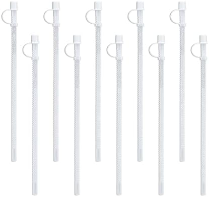 Popotes Flexibles Corrugados de 11” con Tapas (Paquete de 10) – Popotes Reutilizables Sin BPA para Tazas de 32 oz – Hecho en EE. UU. - imagen 1