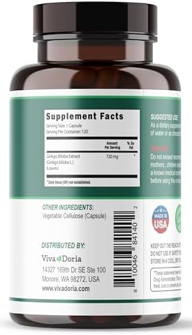 Viva Doria Ginkgo Biloba 720mg, Apoya la Función Cerebral y la Memoria, 120 Cápsulas Vegetales - imagen 3