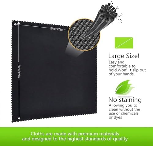 Paños de limpieza de vidrio extragrandes (30x30 cm) para anteojos, pantallas electrónicas, lentes de cámara y superficies delicadas | Paños - imagen 3