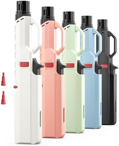Encendedor de Butano Recargable - Paquete de 5 Mecheros a Prueba de Viento Multicolor para Velas, BBQ y Cocina (Sin Butano) - imagen 1