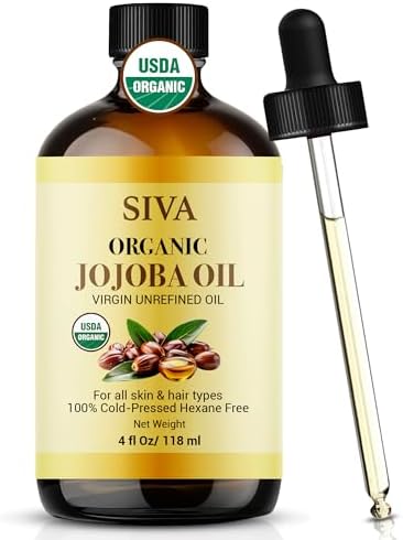 Aceite Orgánico de Jojoba Siva 4oz (118ml) Premium Prensado en Frío 100% Natural con Gotero para Cuidado Facial, Masaje Corporal y Cuidado del Cabello - imagen 1