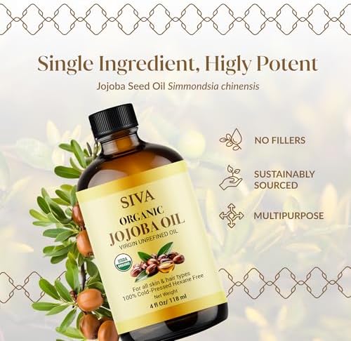 Aceite Orgánico de Jojoba Siva 4oz (118ml) Premium Prensado en Frío 100% Natural con Gotero para Cuidado Facial, Masaje Corporal y Cuidado del Cabello - imagen 3