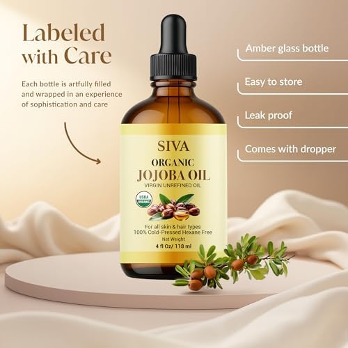 Aceite Orgánico de Jojoba Siva 4oz (118ml) Premium Prensado en Frío 100% Natural con Gotero para Cuidado Facial, Masaje Corporal y Cuidado del Cabello - imagen 4