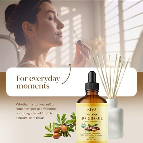 Aceite Orgánico de Jojoba Siva 4oz (118ml) Premium Prensado en Frío 100% Natural con Gotero para Cuidado Facial, Masaje Corporal y Cuidado del Cabello - imagen 7