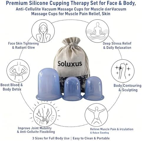 Set de Ventosas de Silicón Soluxus para Terapia de Masaje, Alivio del Dolor, Anticelulitis y Recuperación Muscular, Kit para Uso en Casa con Bolsa de - imagen 4