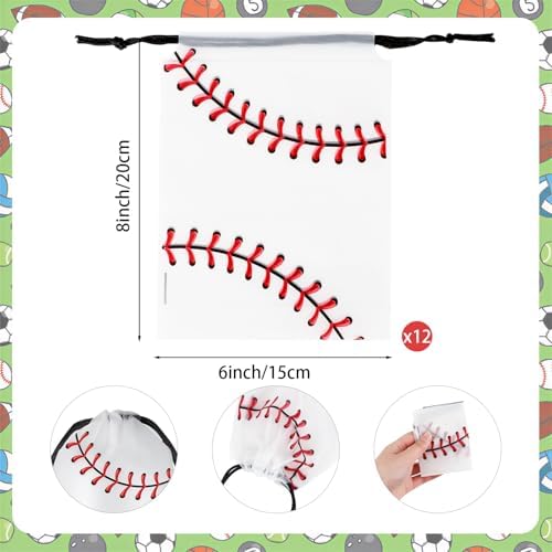 Bolsa de Cuerda Hxezoc para Beisbol - 12 Piezas, Reutilizables y Resistentes al Agua, Perfectas para Fiestas de Cumpleaños Temáticas de Beisbol - imagen 2