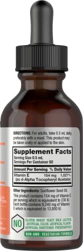 Aceite de Vitamina E Horbäach | 13,800 IU | 1 oz | Suplemento Líquido Natural | Vegetariano, Sin OGM y Libre de Gluten - imagen 2