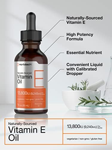 Aceite de Vitamina E Horbäach | 13,800 IU | 1 oz | Suplemento Líquido Natural | Vegetariano, Sin OGM y Libre de Gluten - imagen 3